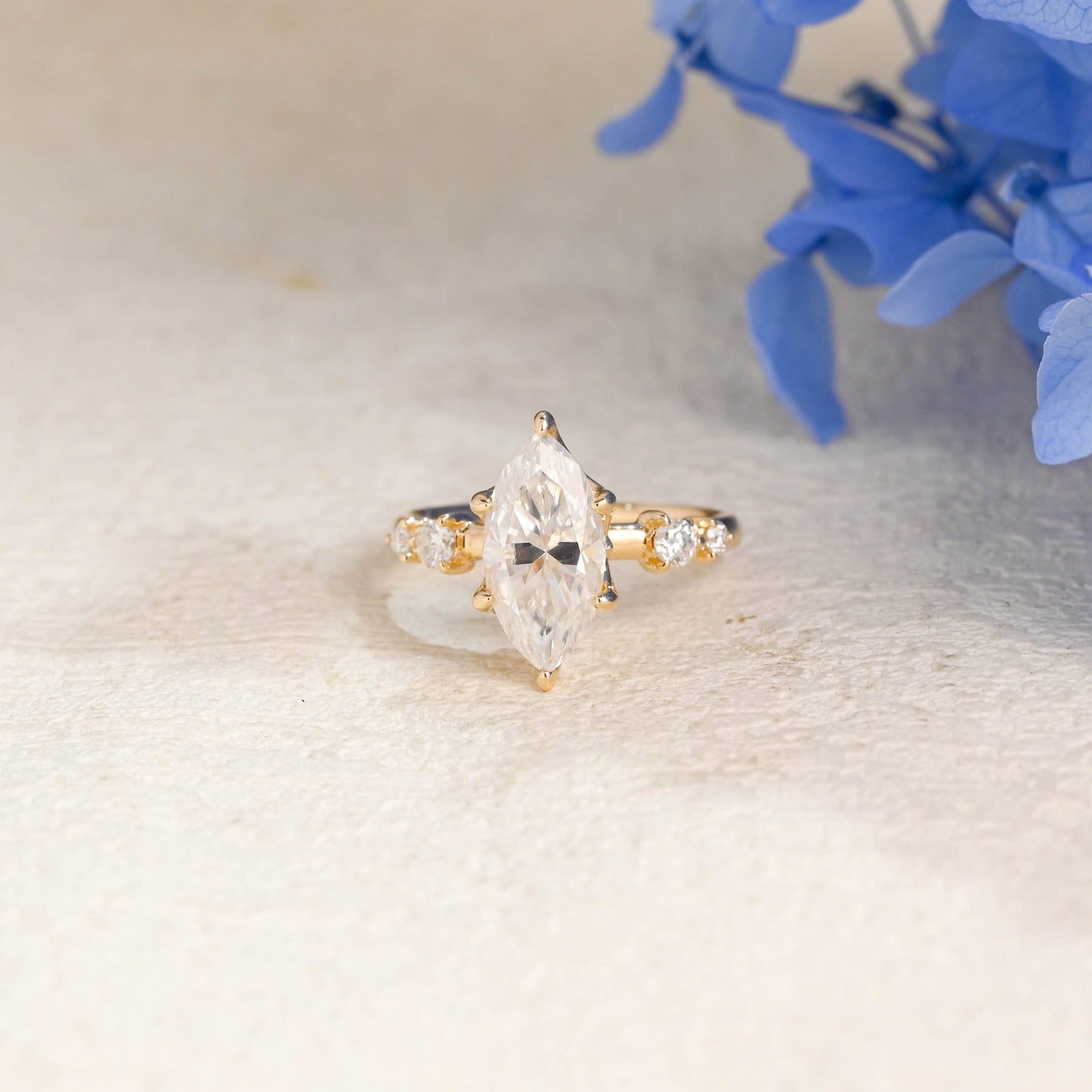 CausYou Marquise cut moissanite engagement ring Solid Gold Tulip Setting Marquise Cut Moissanite Engagement Ring