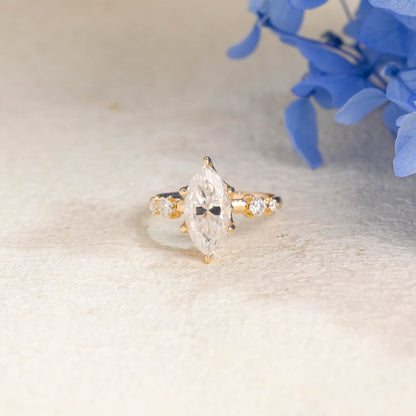 CausYou Marquise cut moissanite engagement ring Solid Gold Tulip Setting Marquise Cut Moissanite Engagement Ring