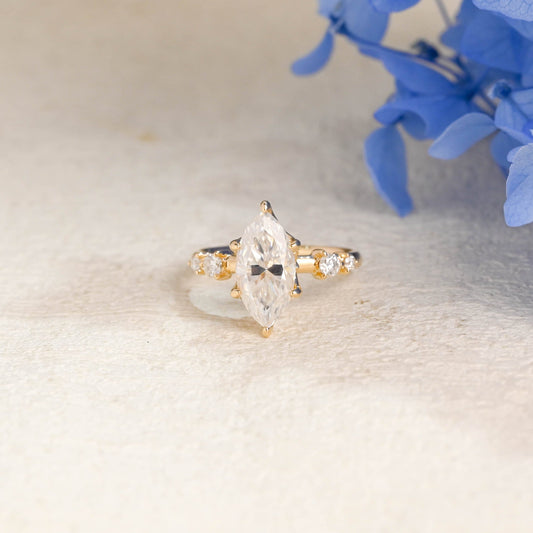 CausYou Marquise cut moissanite engagement ring Solid Gold Tulip Setting Marquise Cut Moissanite Engagement Ring