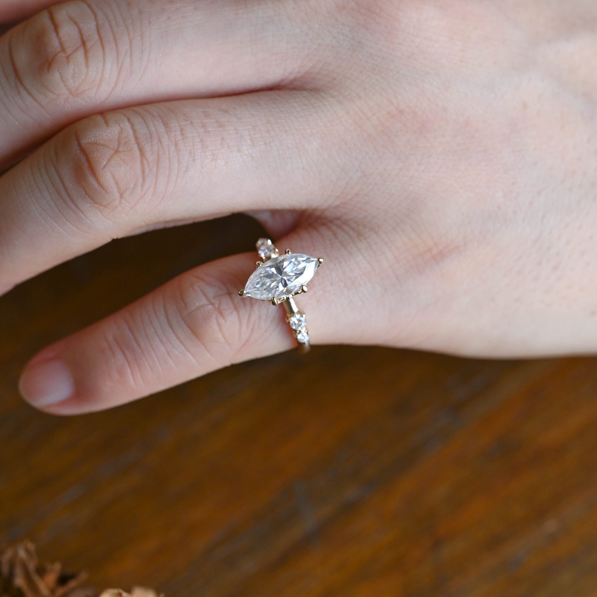 CausYou Marquise cut moissanite engagement ring Solid Gold Tulip Setting Marquise Cut Moissanite Engagement Ring