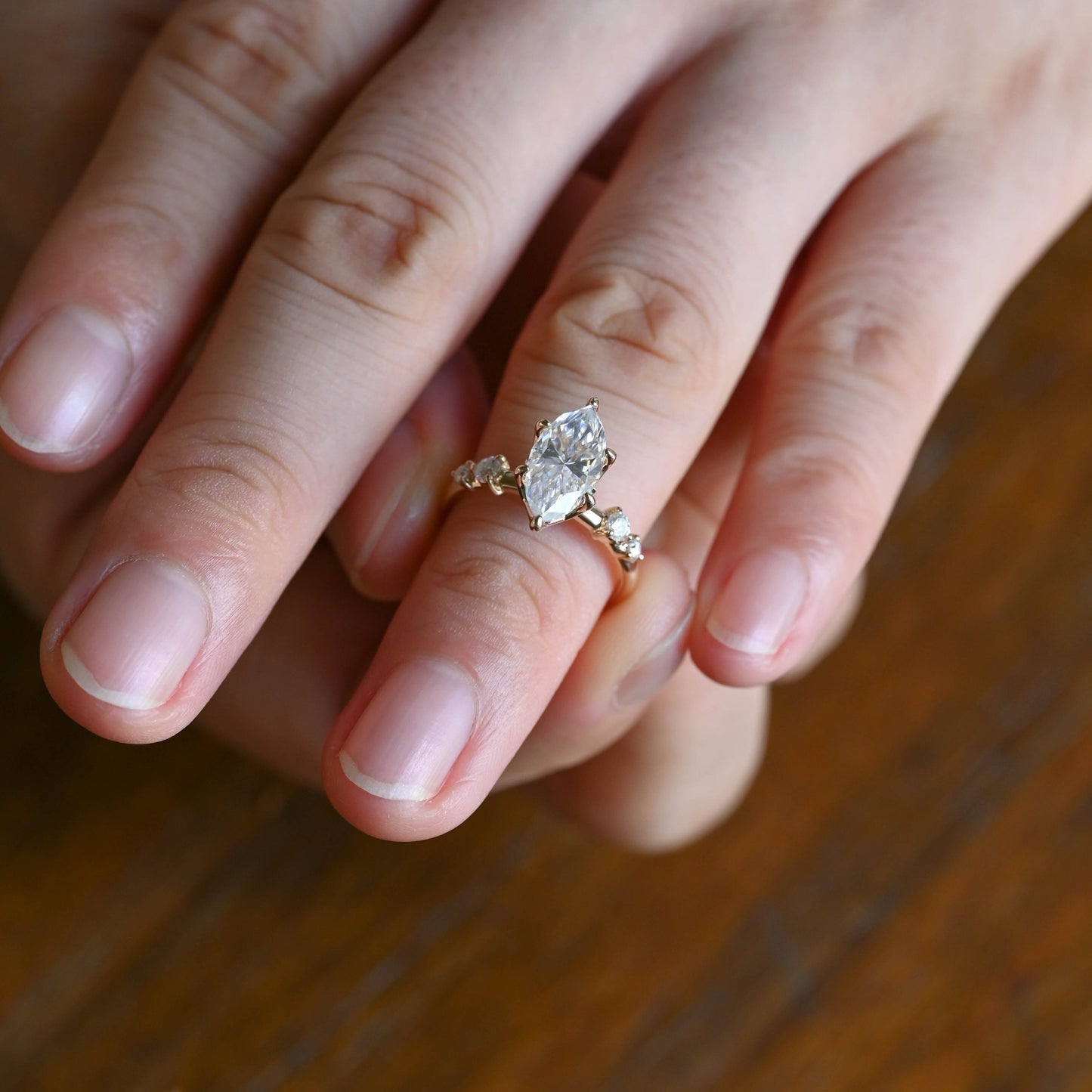 CausYou Marquise cut moissanite engagement ring Solid Gold Tulip Setting Marquise Cut Moissanite Engagement Ring
