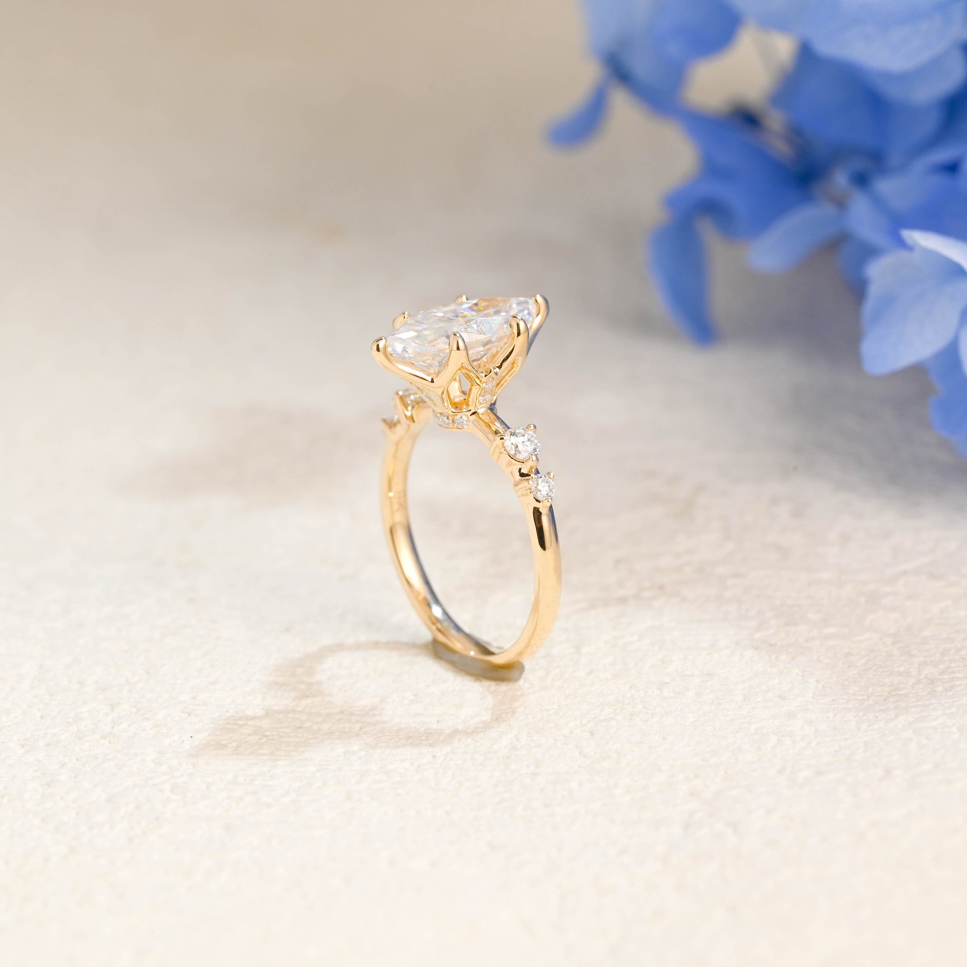 CausYou Marquise cut moissanite engagement ring Solid Gold Tulip Setting Marquise Cut Moissanite Engagement Ring