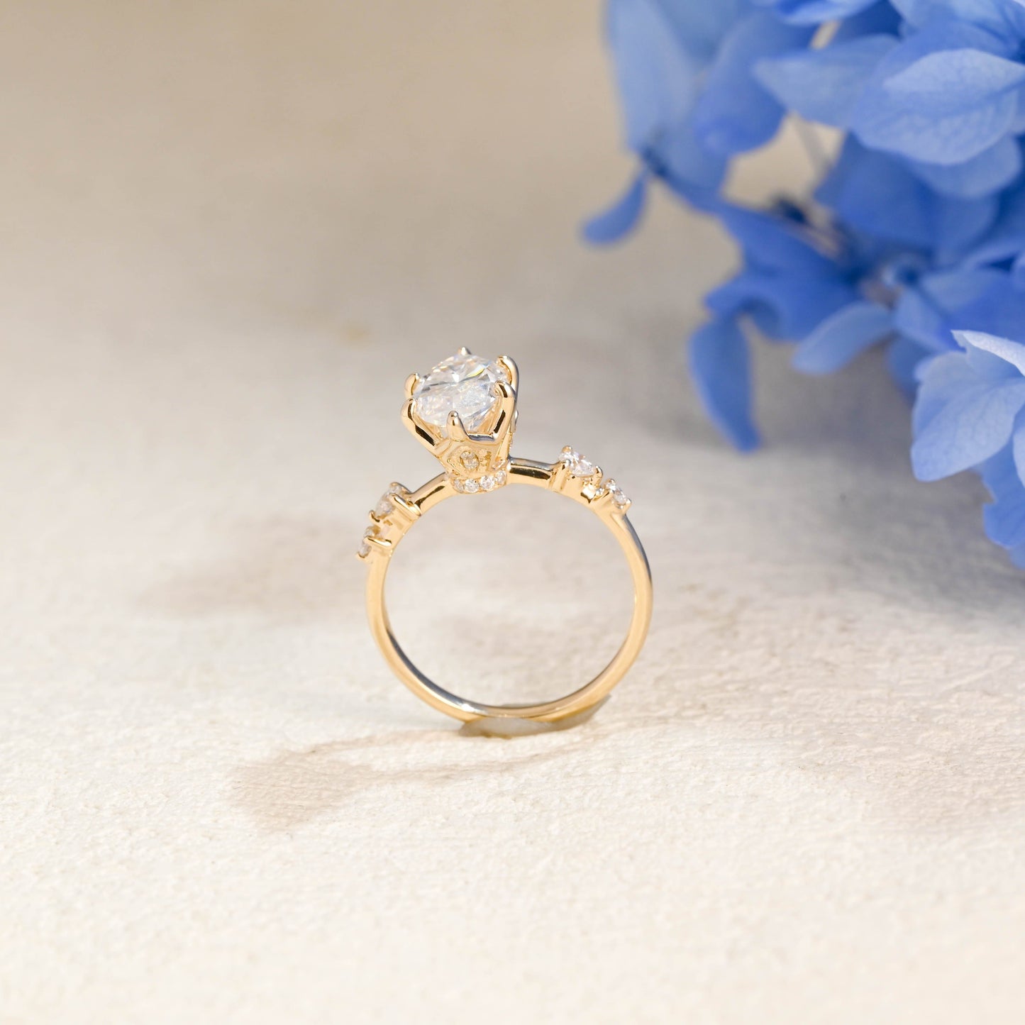 CausYou Marquise cut moissanite engagement ring Solid Gold Tulip Setting Marquise Cut Moissanite Engagement Ring