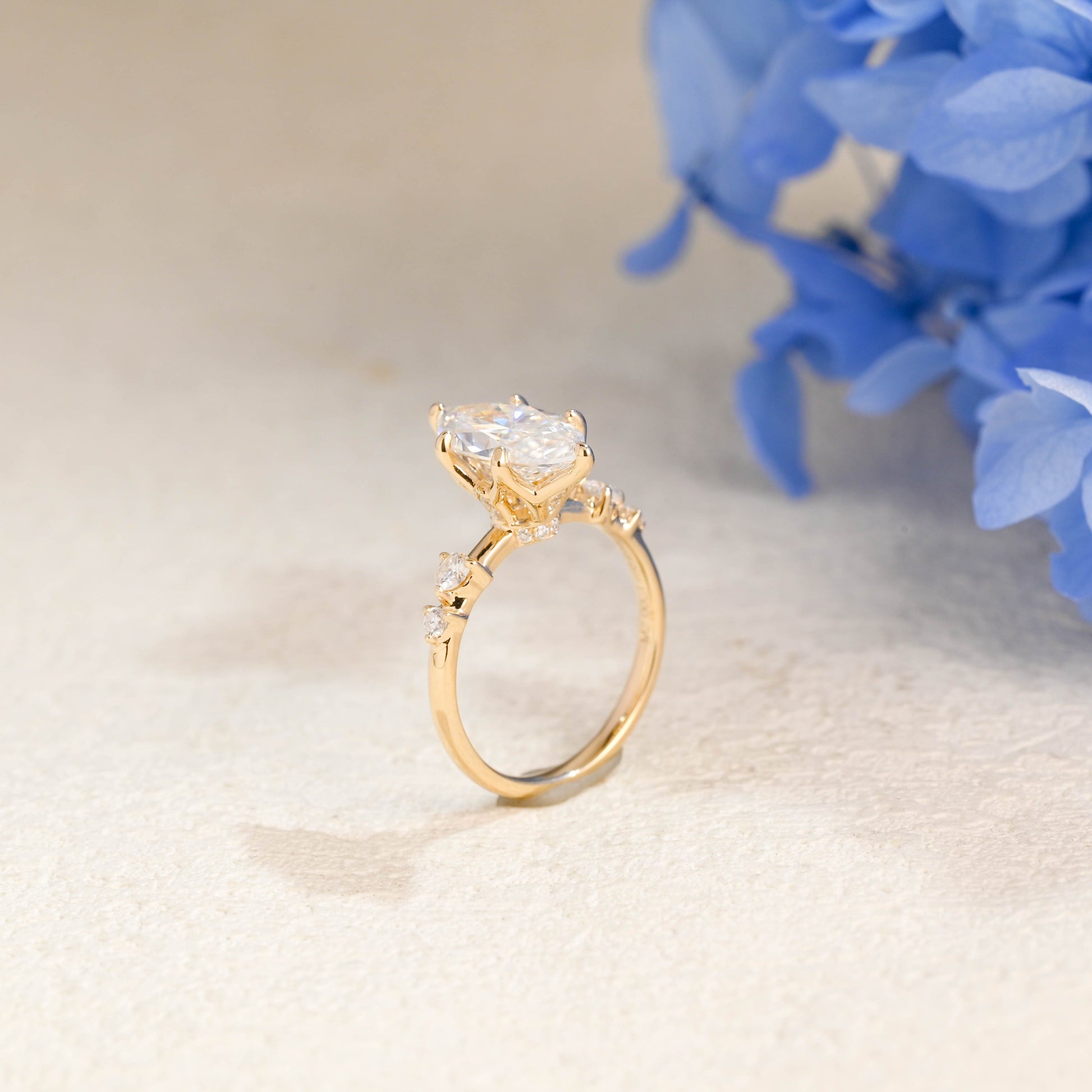 CausYou Marquise cut moissanite engagement ring Solid Gold Tulip Setting Marquise Cut Moissanite Engagement Ring