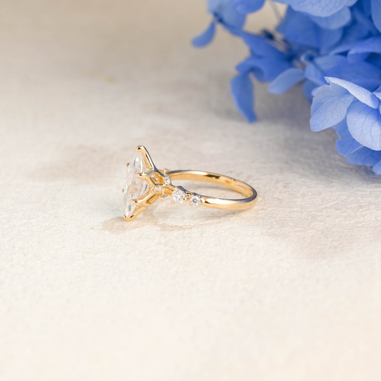 CausYou Marquise cut moissanite engagement ring Solid Gold Tulip Setting Marquise Cut Moissanite Engagement Ring