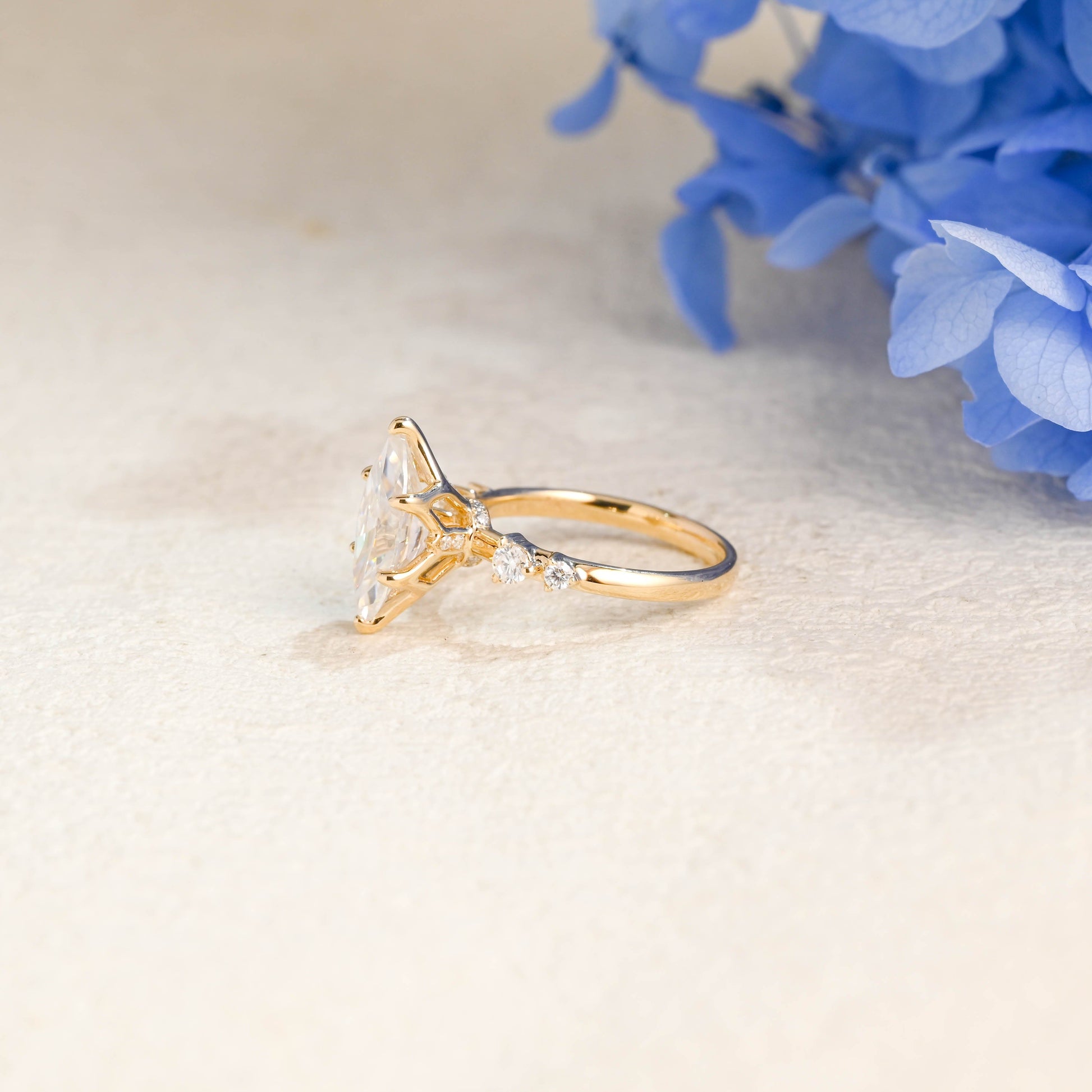 CausYou Marquise cut moissanite engagement ring Solid Gold Tulip Setting Marquise Cut Moissanite Engagement Ring
