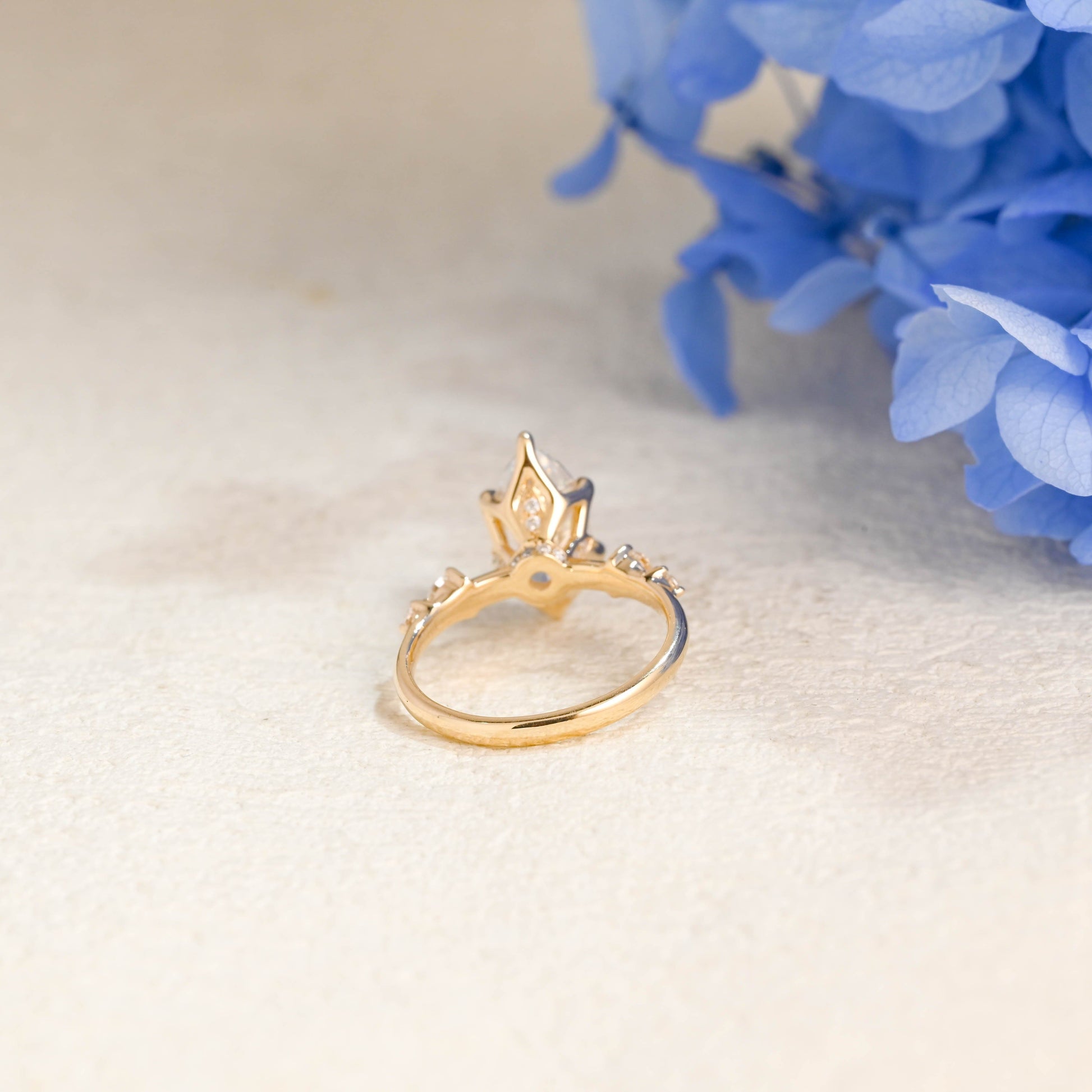 CausYou Marquise cut moissanite engagement ring Solid Gold Tulip Setting Marquise Cut Moissanite Engagement Ring