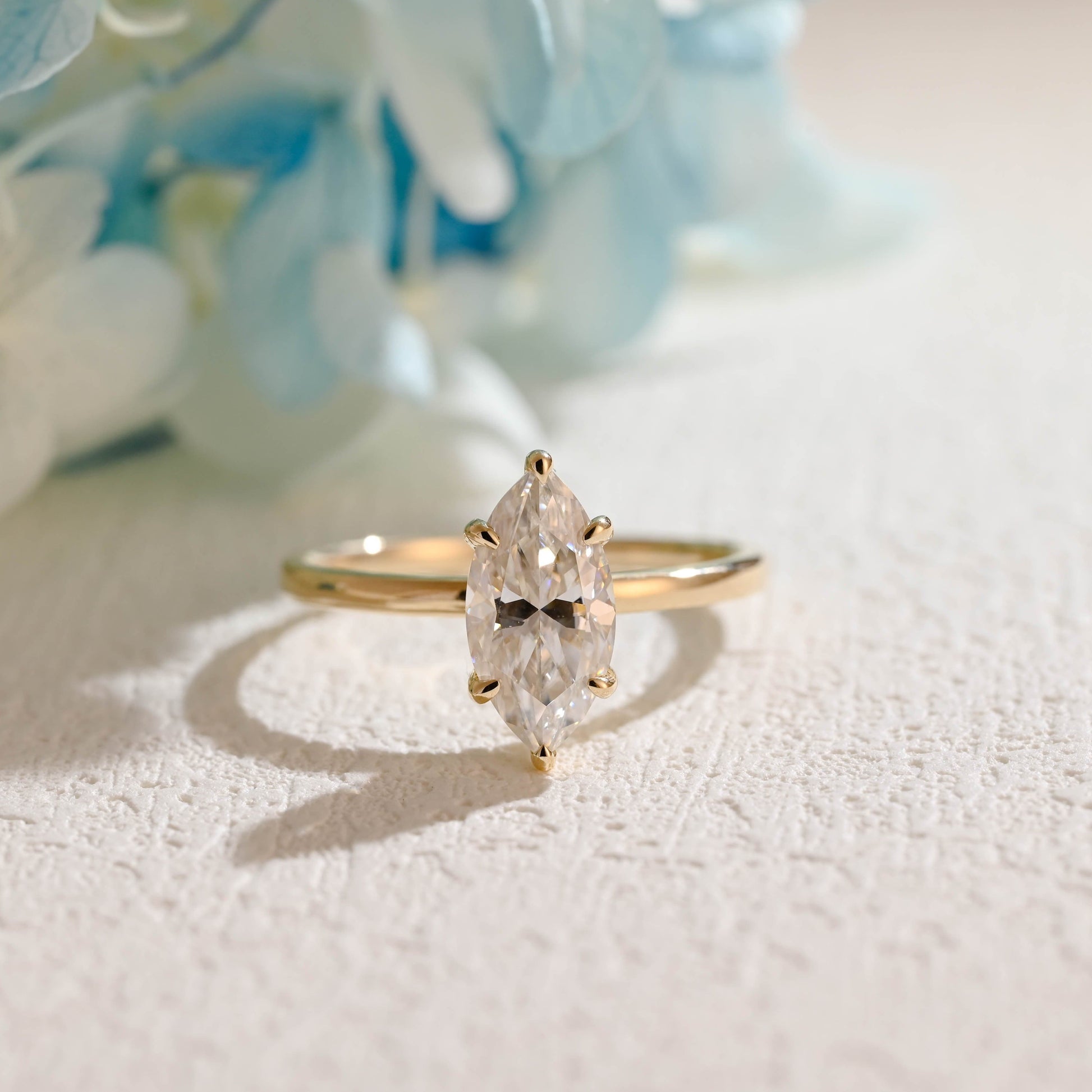 CausYou marquise moissanite engagement ring Solid Gold Marquise Cut Moissanite Engagement Ring, Promise Ring, Proposal Ring, Gift for Woman