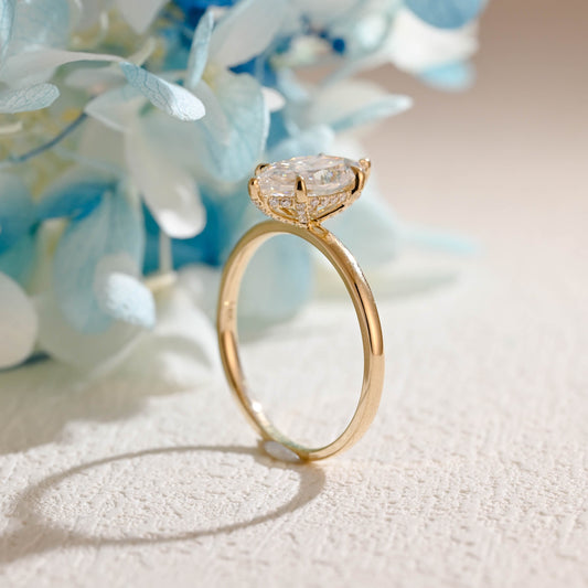 CausYou marquise moissanite engagement ring Solid Gold Marquise Cut Moissanite Engagement Ring, Promise Ring, Proposal Ring, Gift for Woman