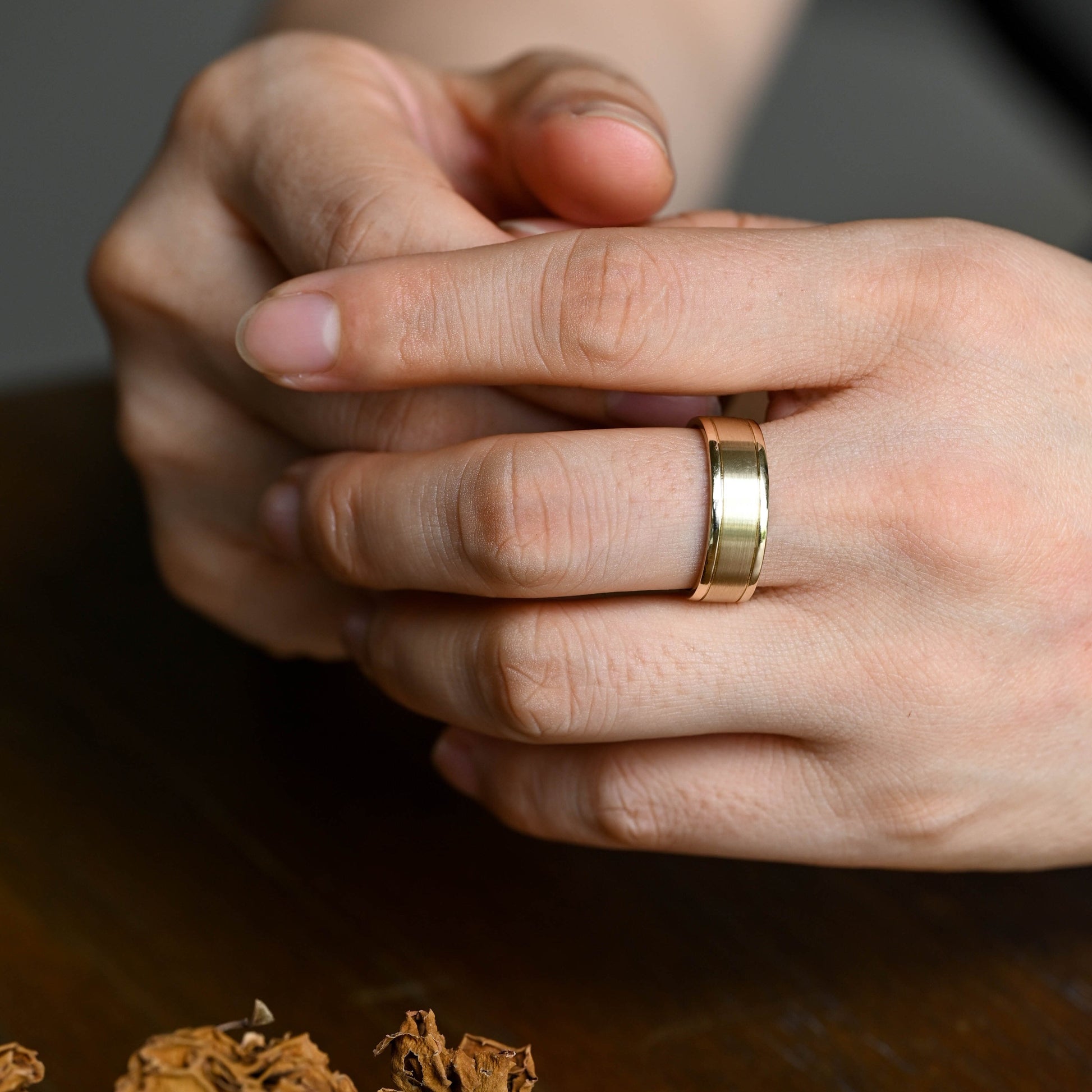 CausYou men's wedding ring CausYou Solid Gold 7mm Brushed Wedding Band