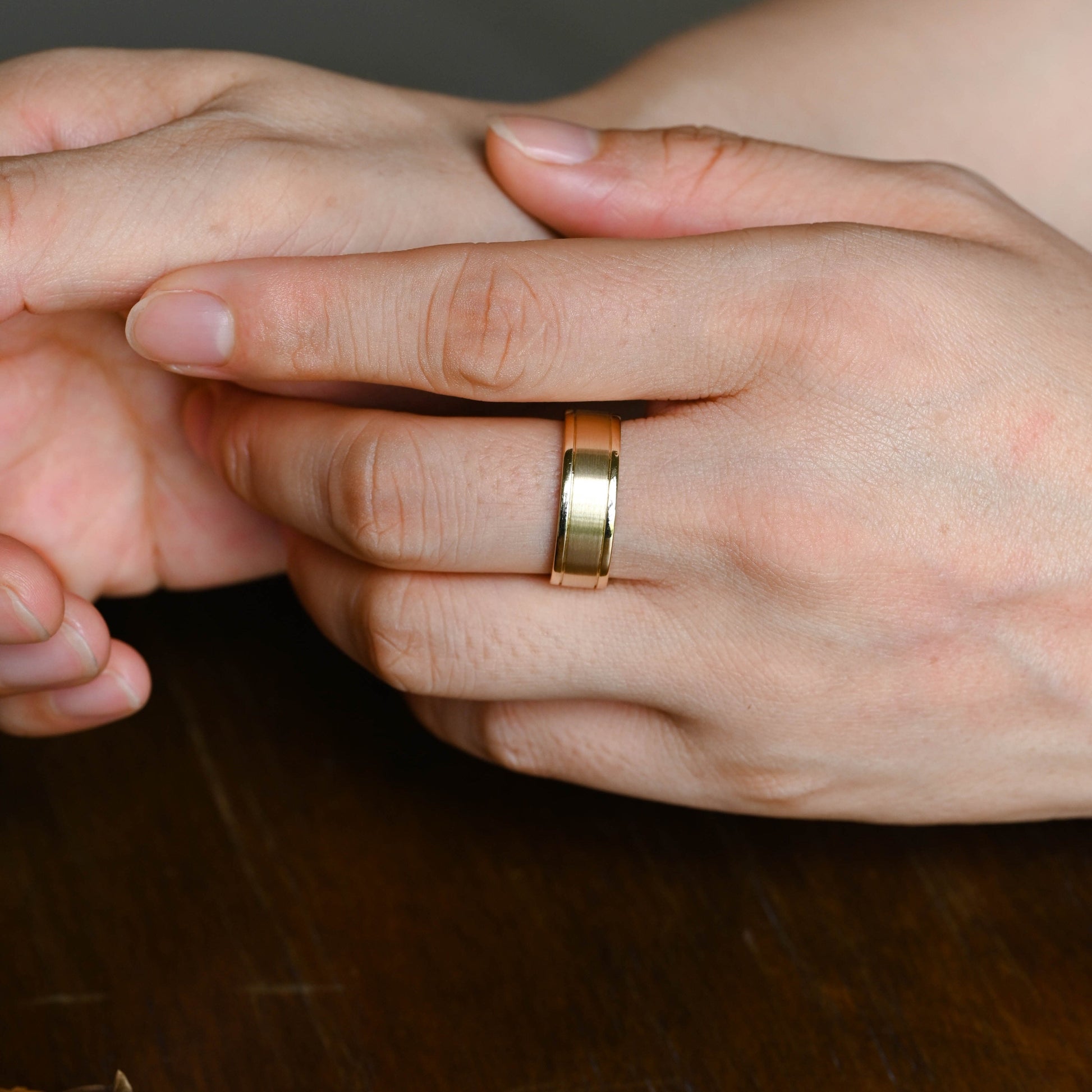CausYou men's wedding ring CausYou Solid Gold 7mm Brushed Wedding Band