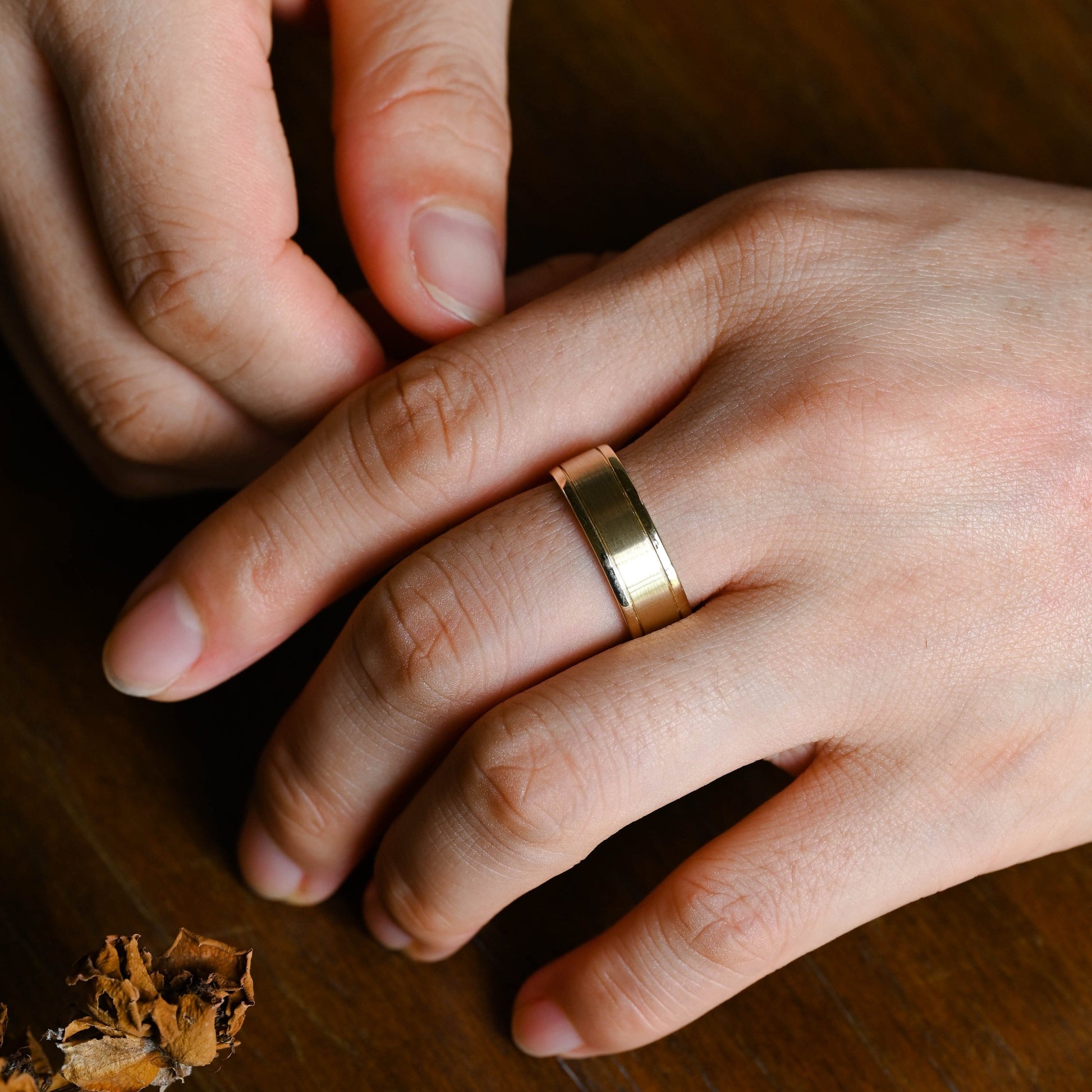 CausYou men's wedding ring CausYou Solid Gold 7mm Brushed Wedding Band