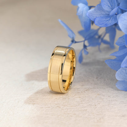 CausYou men's wedding ring CausYou Solid Gold 7mm Brushed Wedding Band