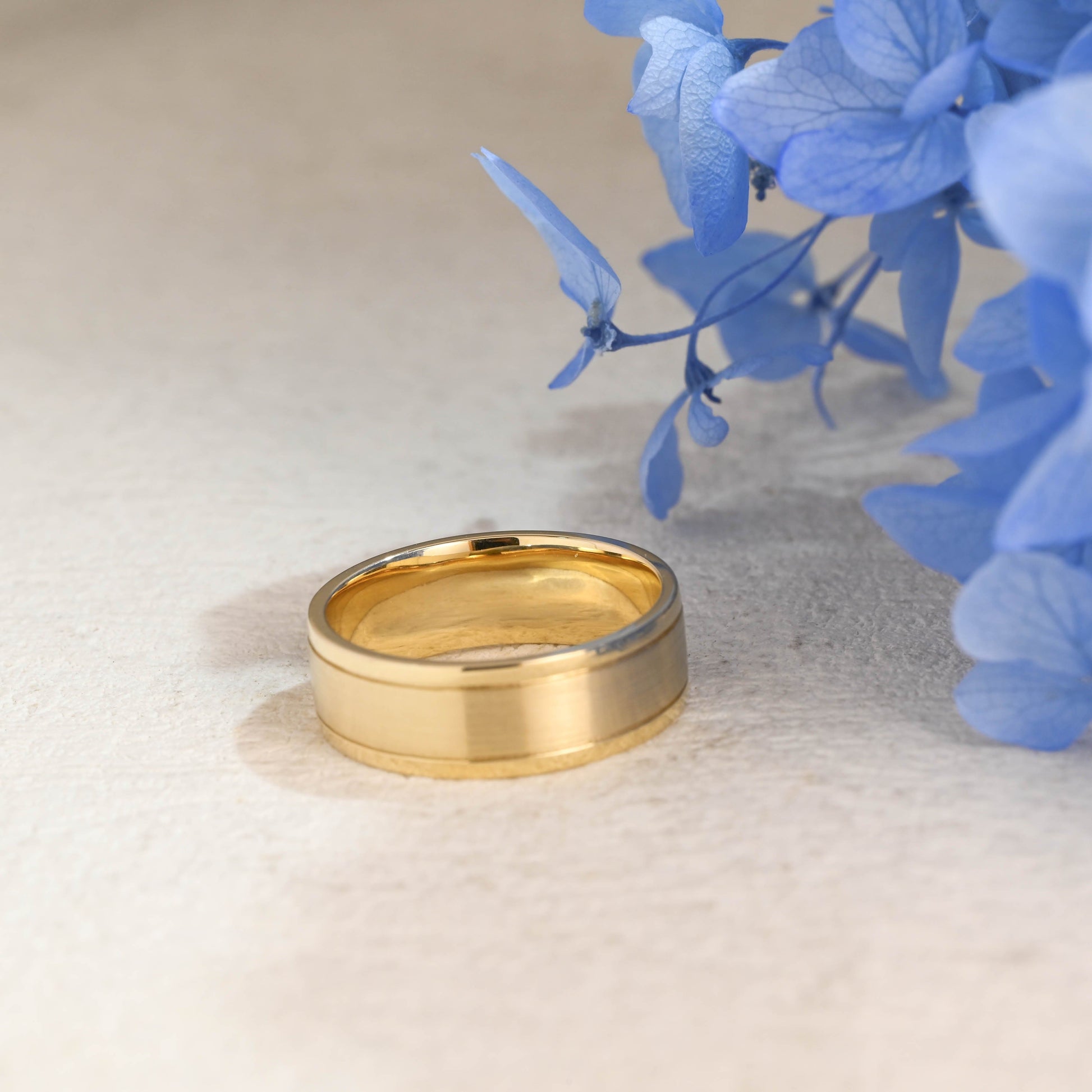 CausYou men's wedding ring CausYou Solid Gold 7mm Brushed Wedding Band