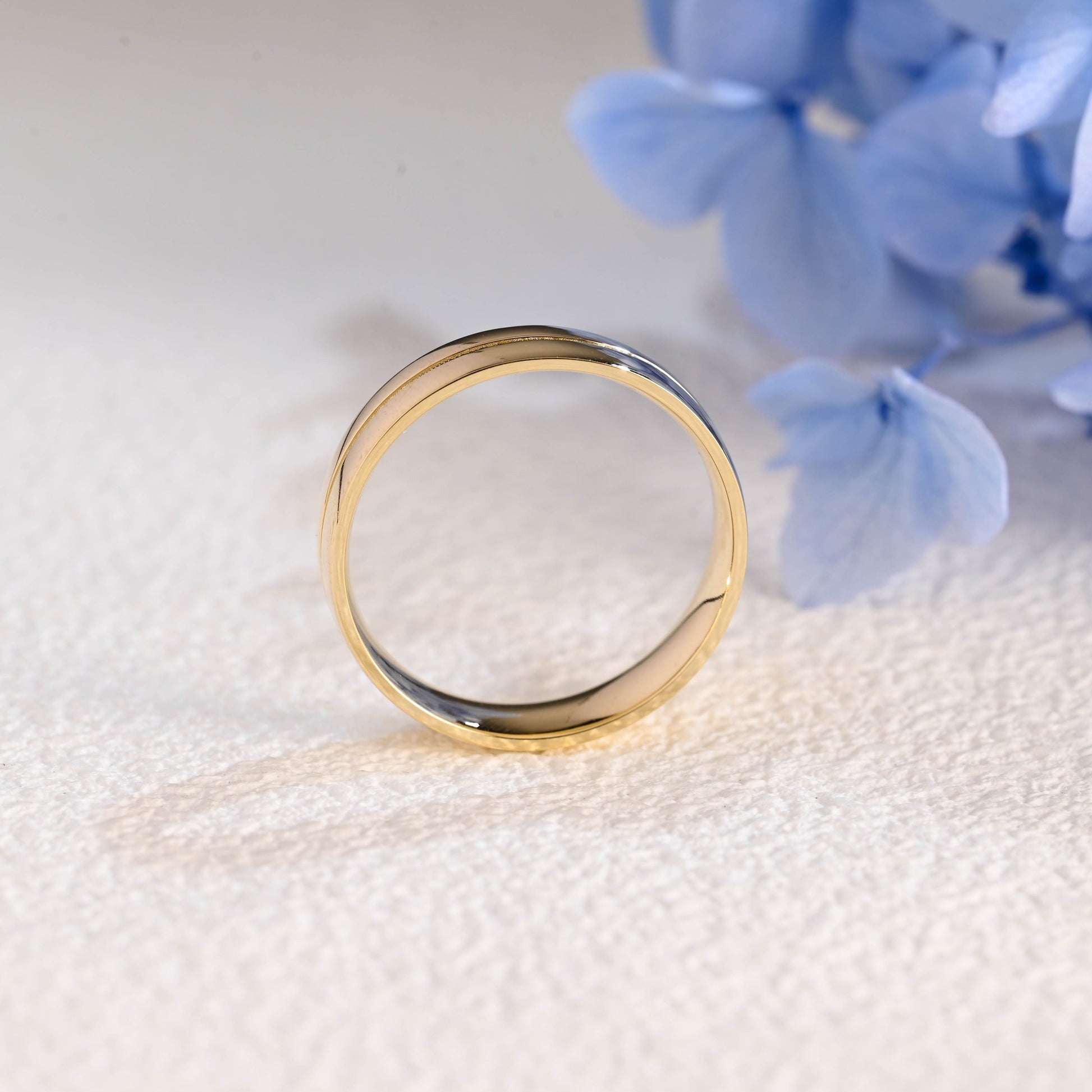 CausYou men's wedding ring Solid Gold 5mm Comfort Fit Polish Wedding Band