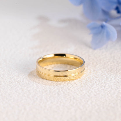 CausYou men's wedding ring Solid Gold 5mm Comfort Fit Polish Wedding Band