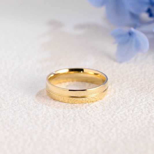 CausYou men's wedding ring Solid Gold 5mm Comfort Fit Polish Wedding Band