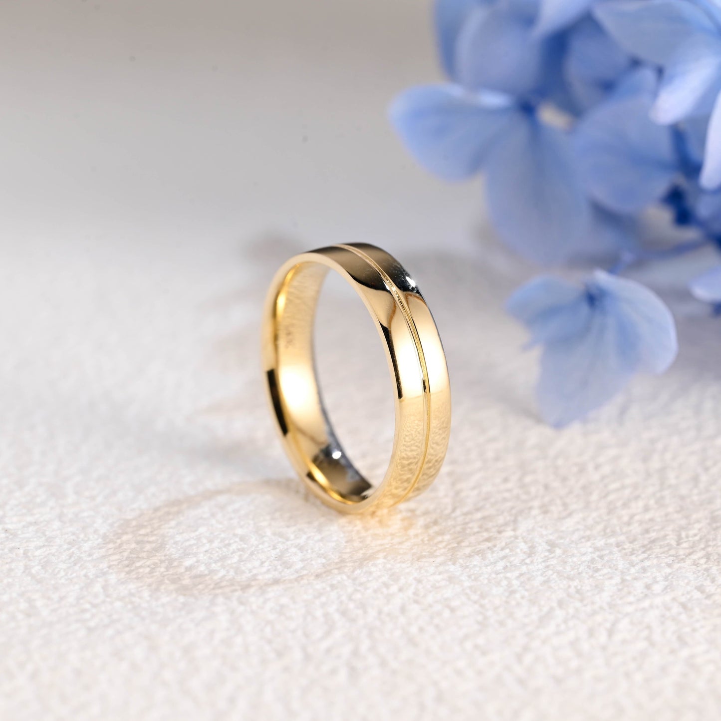 CausYou men's wedding ring Solid Gold 5mm Comfort Fit Polish Wedding Band