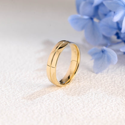 CausYou men's wedding ring Solid Gold 5mm Comfort Fit Polish Wedding Band
