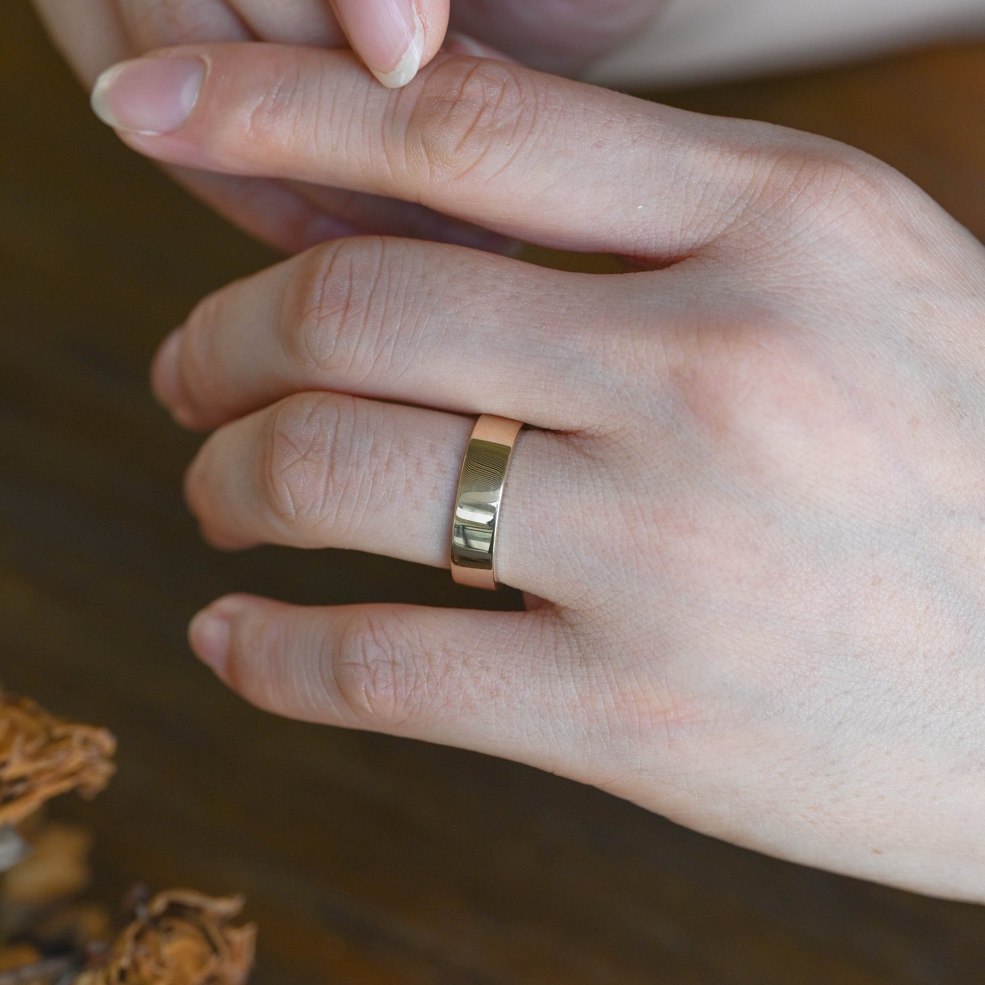 CausYou men's wedding ring Solid Gold 5mm Plain Comfort Fit Band Unisex Ring