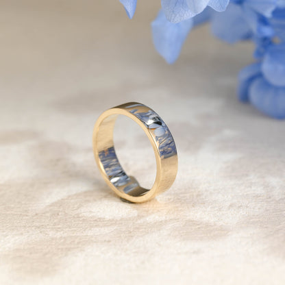 CausYou men's wedding ring Solid Gold 5mm Plain Comfort Fit Band Unisex Ring