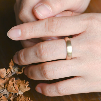 CausYou men's wedding ring Solid Gold 5mm Satin Finish Plain Band Unisex Cigar Ring