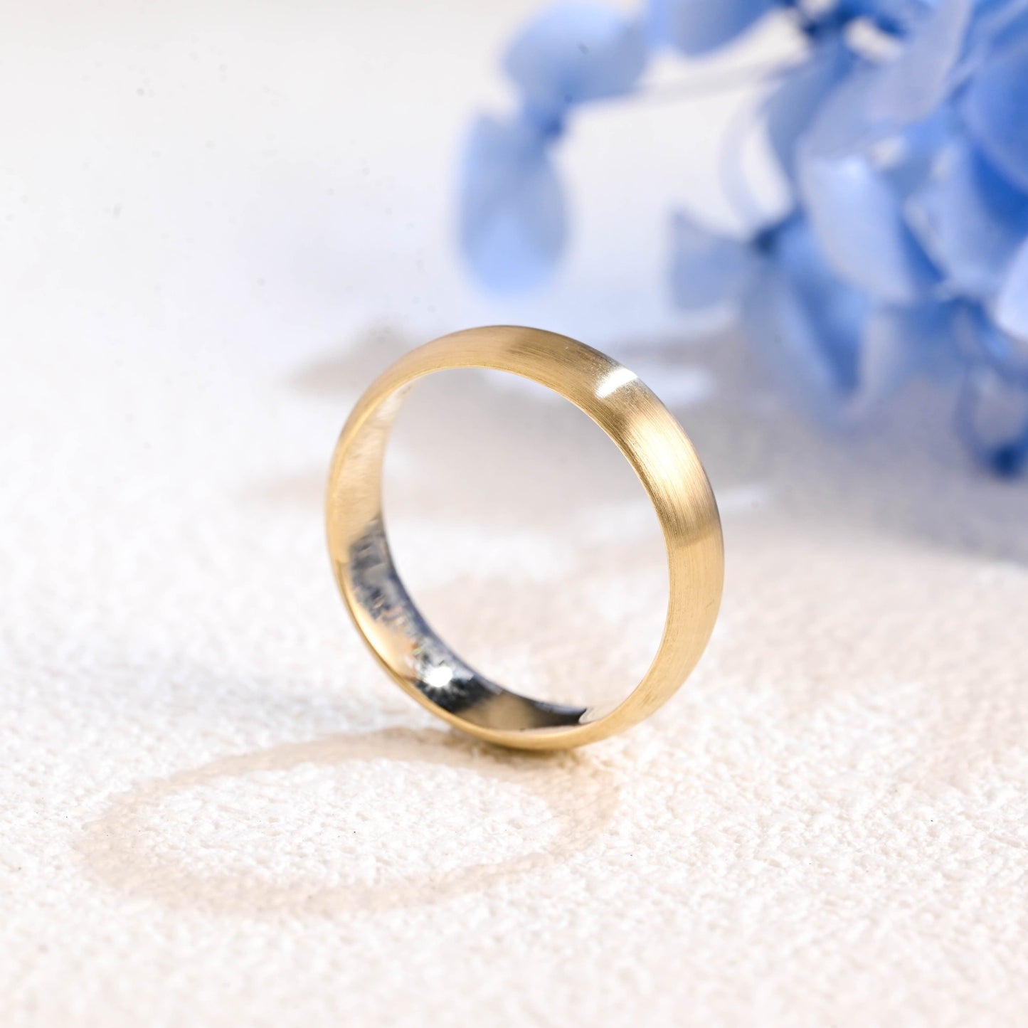 CausYou men's wedding ring Solid Gold 5mm Satin Finish Plain Band Unisex Cigar Ring