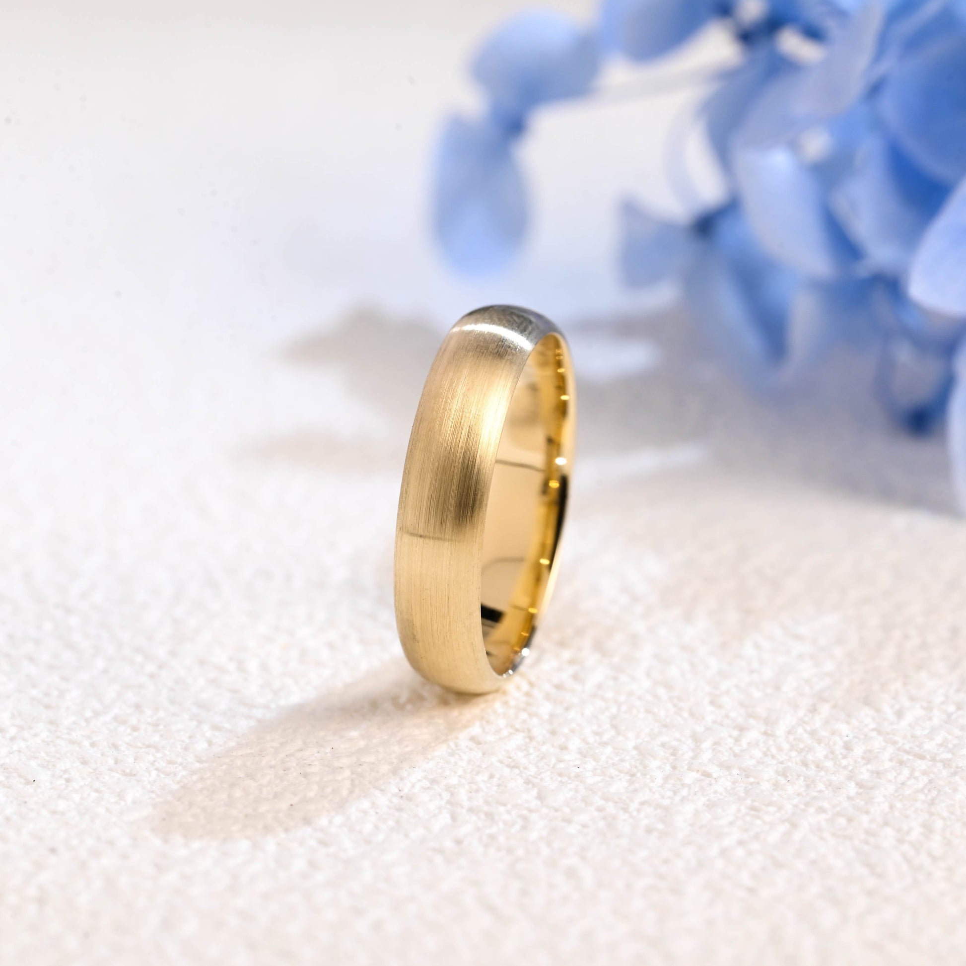 CausYou men's wedding ring Solid Gold 5mm Satin Finish Plain Band Unisex Cigar Ring