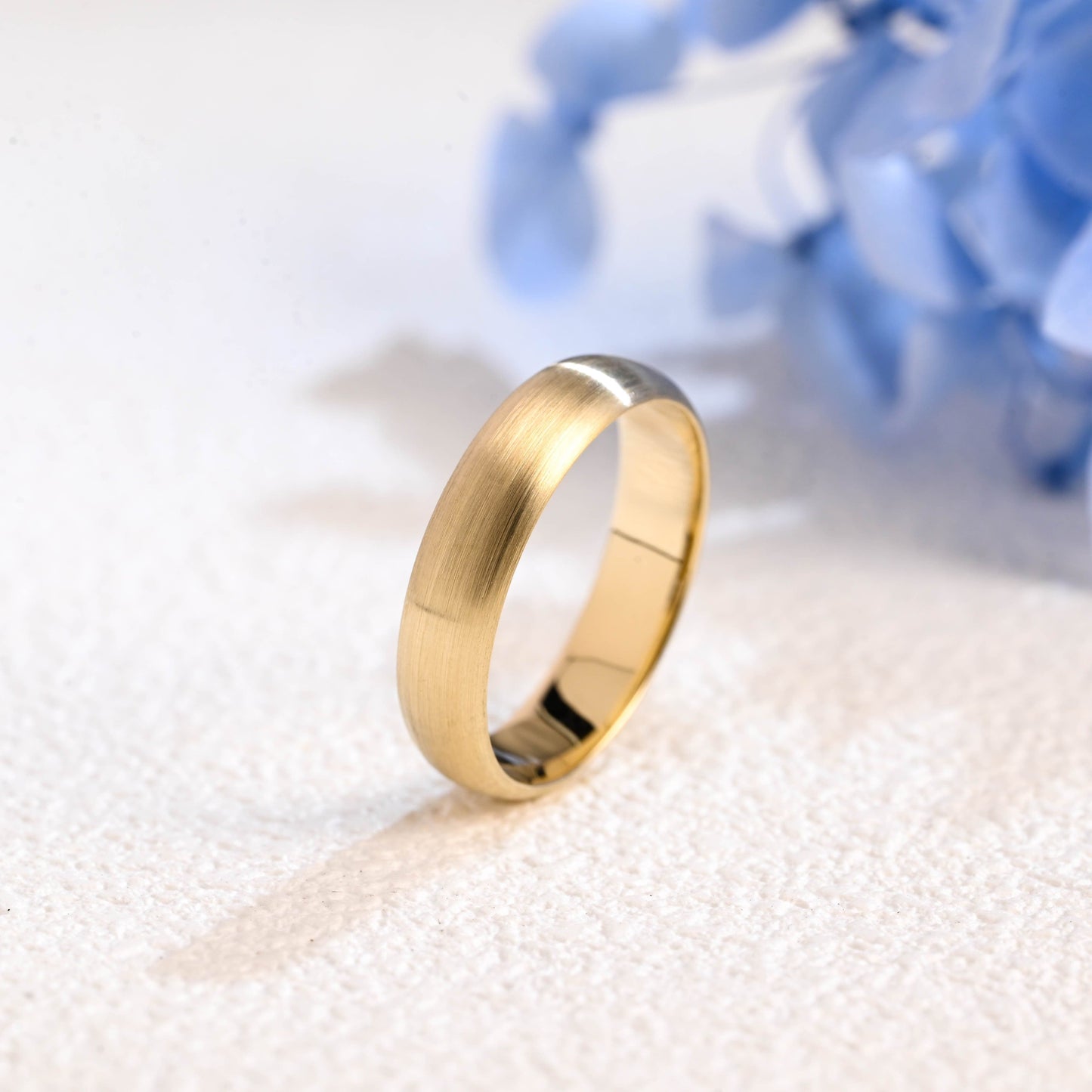 CausYou men's wedding ring Solid Gold 5mm Satin Finish Plain Band Unisex Cigar Ring