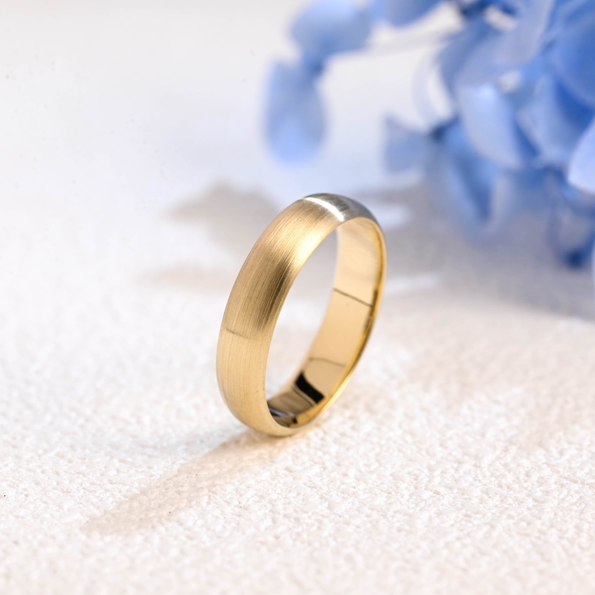 CausYou men's wedding ring Solid Gold 5mm Satin Finish Plain Band Unisex Cigar Ring