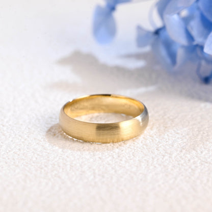 CausYou men's wedding ring Solid Gold 5mm Satin Finish Plain Band Unisex Cigar Ring
