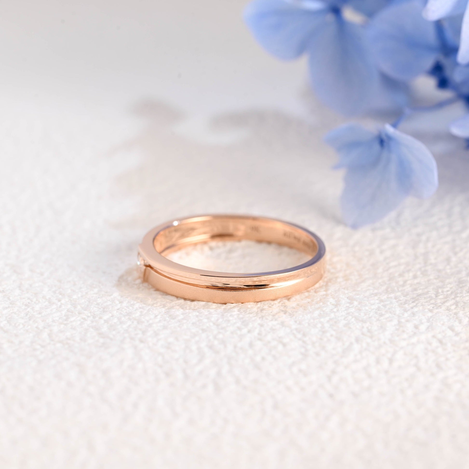 CausYou men's wedding ring Solid Gold Round Moissanite Matte-Polish Double Layer Mens Ring
