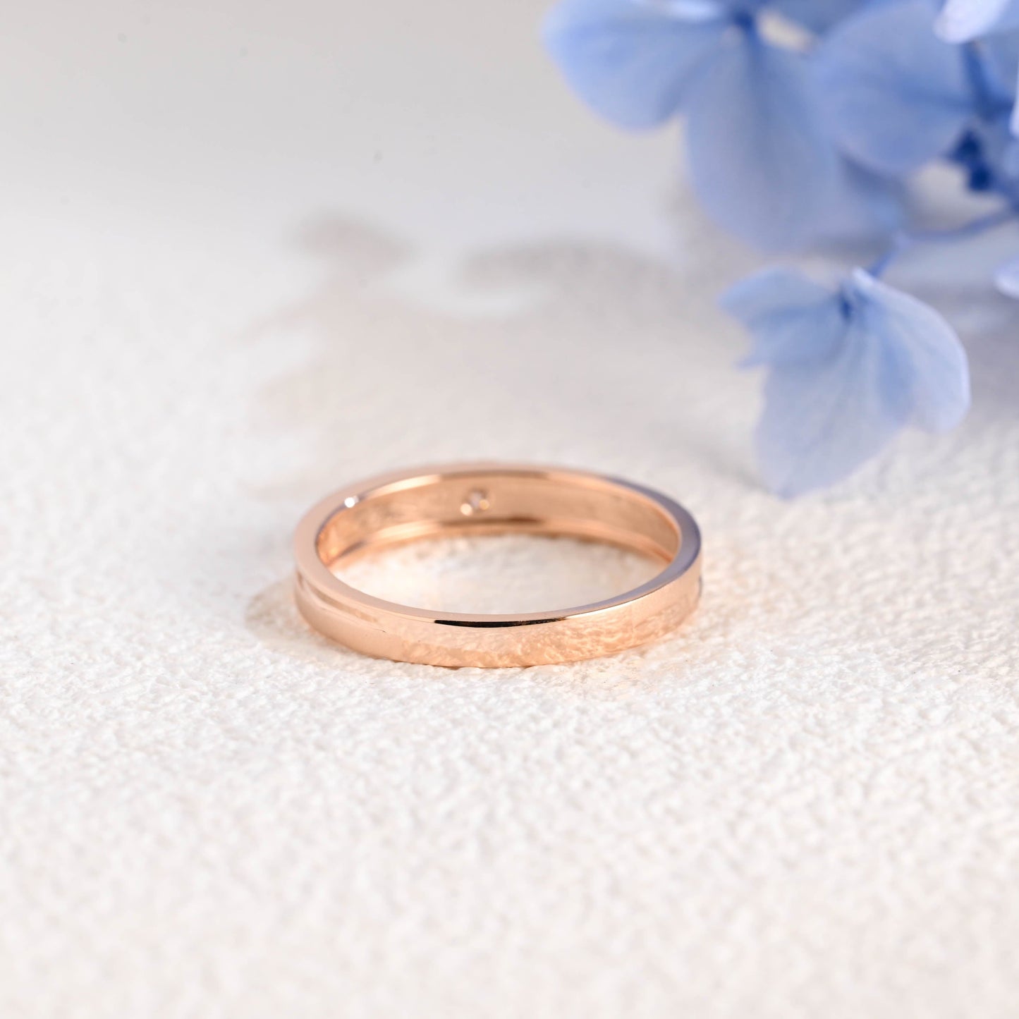 CausYou men's wedding ring Solid Gold Round Moissanite Matte-Polish Double Layer Mens Ring