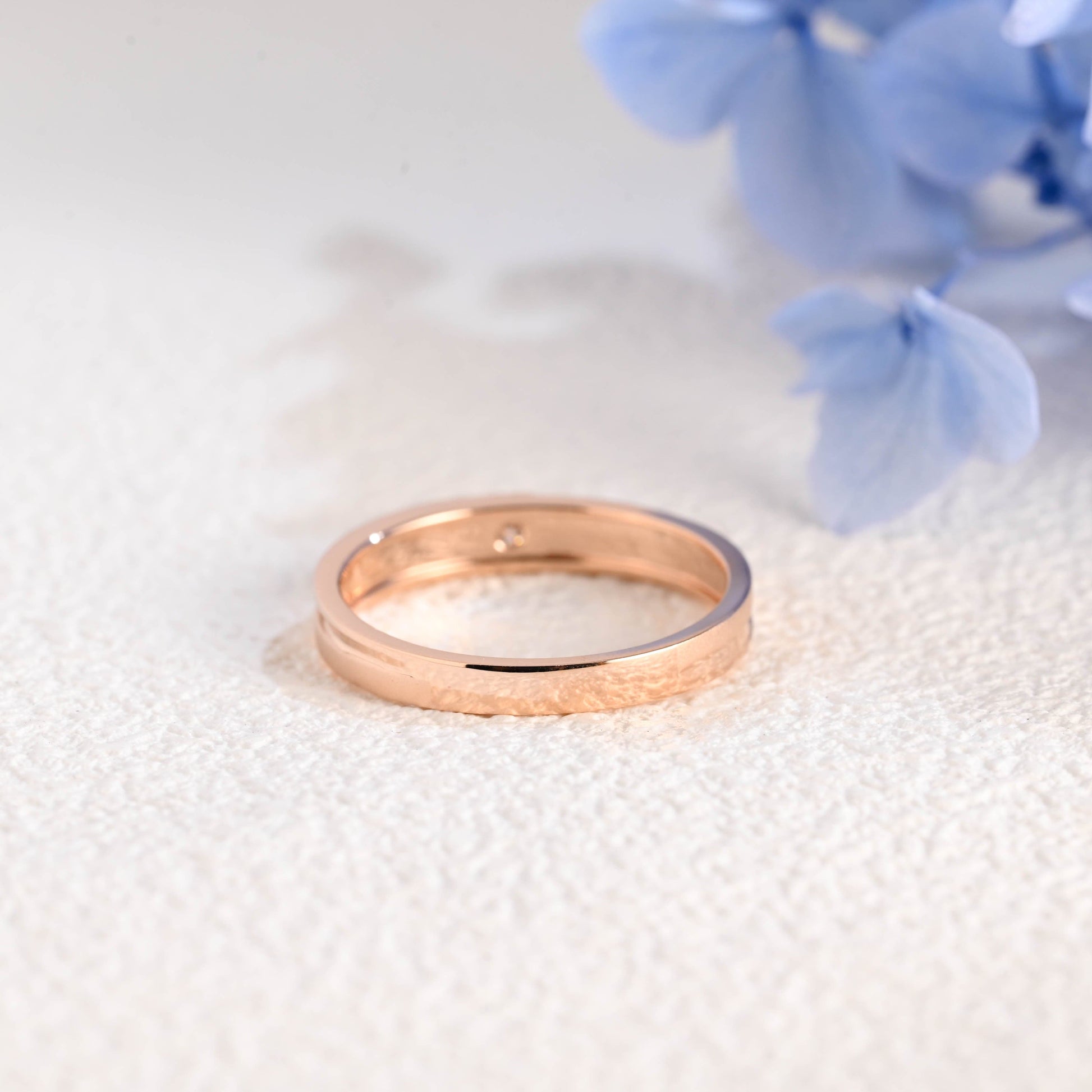 CausYou men's wedding ring Solid Gold Round Moissanite Matte-Polish Double Layer Mens Ring