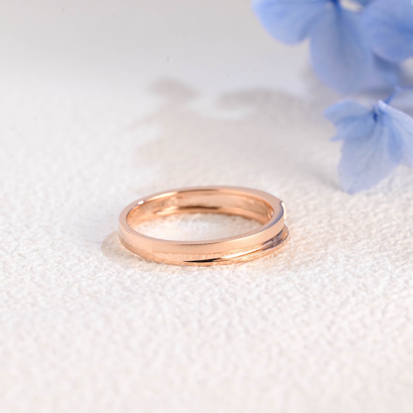CausYou men's wedding ring Solid Gold Round Moissanite Matte-Polish Double Layer Mens Ring
