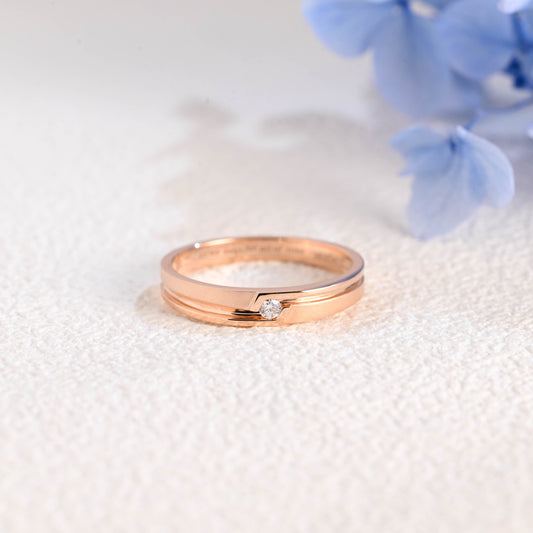 CausYou men's wedding ring Solid Gold Round Moissanite Matte-Polish Double Layer Mens Ring
