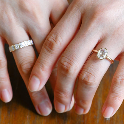 CausYou oval cut bridal set Solid Gold Solitaire Oval Cut Moissanite Engagement Ring Set