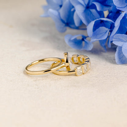 CausYou oval cut bridal set Solid Gold Solitaire Oval Cut Moissanite Engagement Ring Set