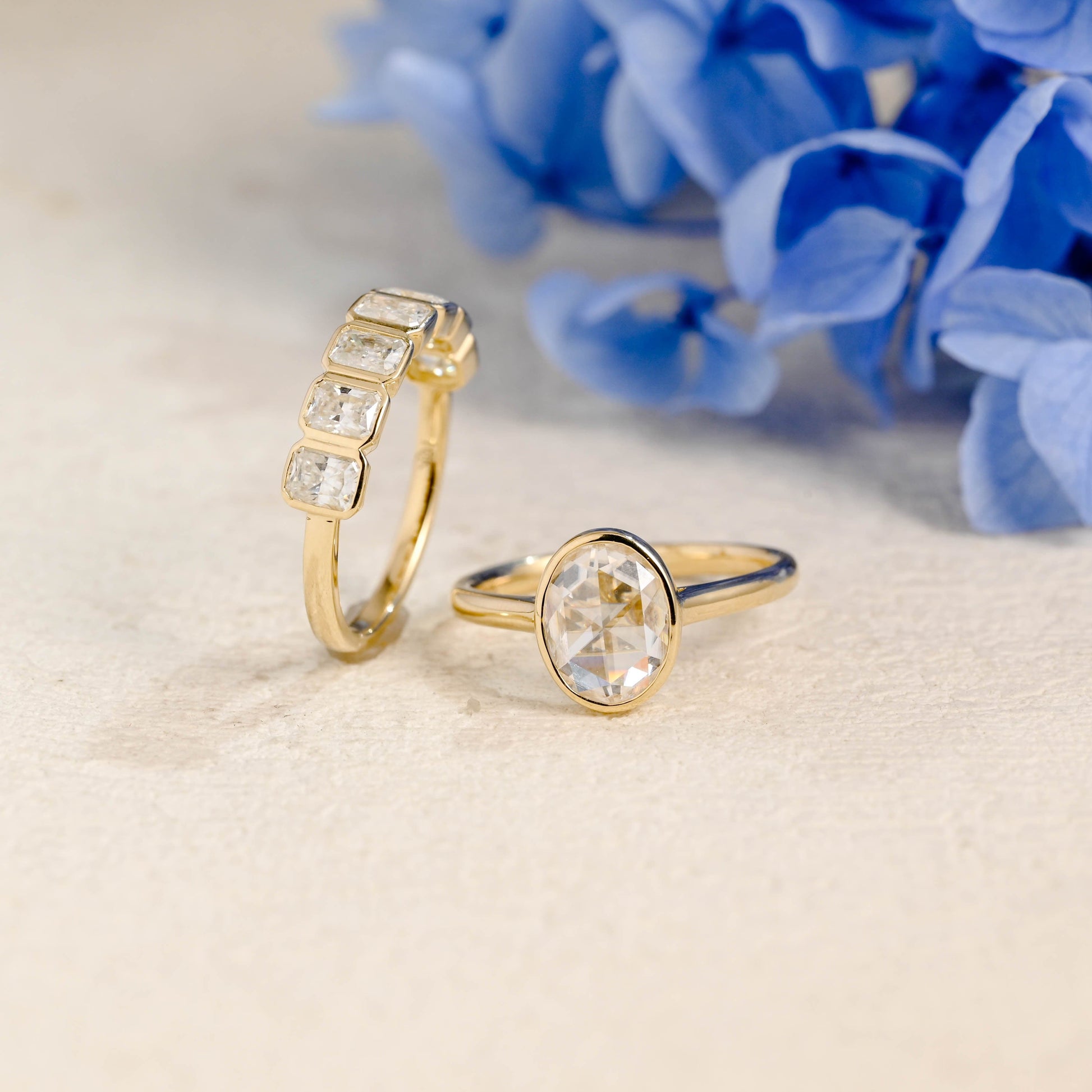 CausYou oval cut bridal set Solid Gold Solitaire Oval Cut Moissanite Engagement Ring Set