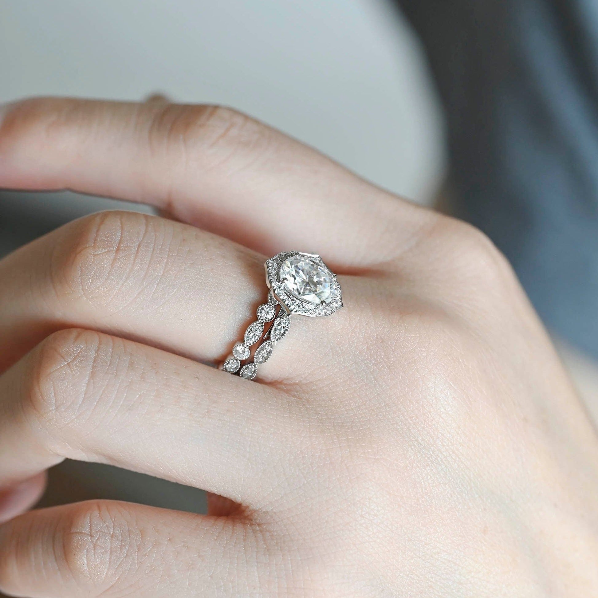 CausYou oval cut diamond engagement ring CausYou Solid Gold D/VS1 Milgrain Oval Cut Lab Grown Diamond Engagement Ring, Wedding Promise Ring for Her