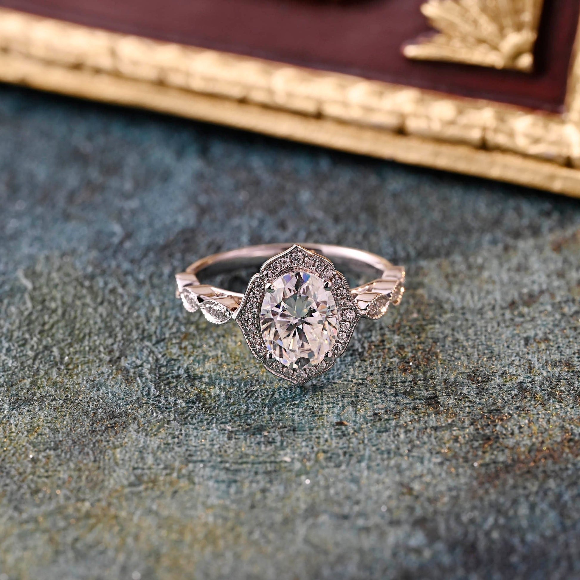 CausYou oval cut diamond engagement ring CausYou Solid Gold D/VS1 Milgrain Oval Cut Lab Grown Diamond Engagement Ring, Wedding Promise Ring for Her