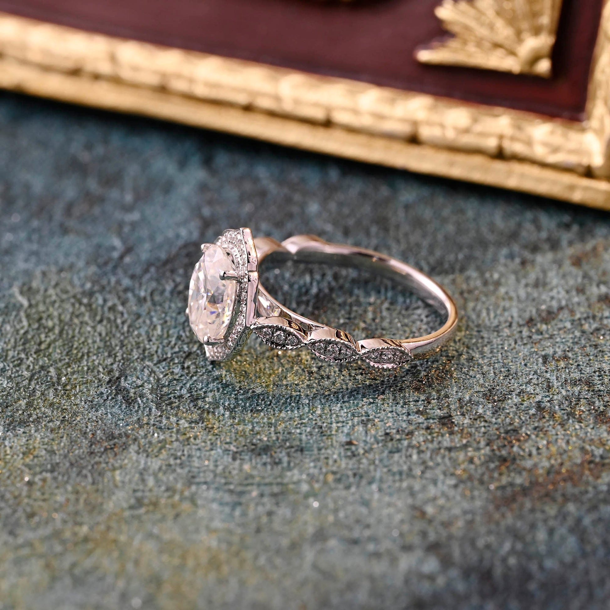 CausYou oval cut diamond engagement ring CausYou Solid Gold D/VS1 Milgrain Oval Cut Lab Grown Diamond Engagement Ring, Wedding Promise Ring for Her