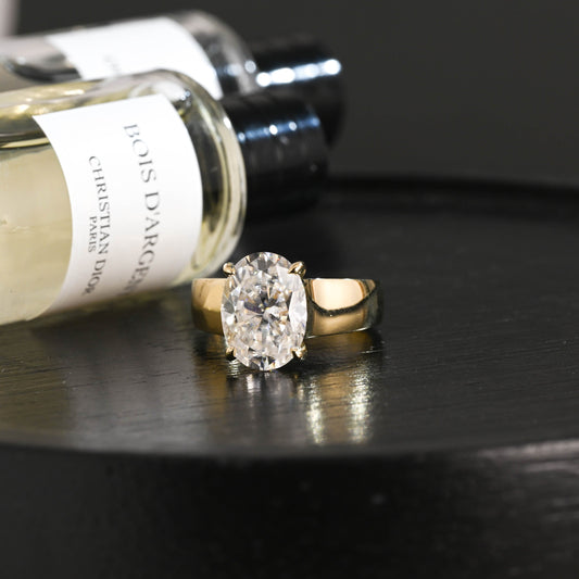 CausYou oval cut diamond engagement ring Solid Gold D/VS1 3mm Wide Band Oval Cut Lab Grown Diamond Engagement Ring