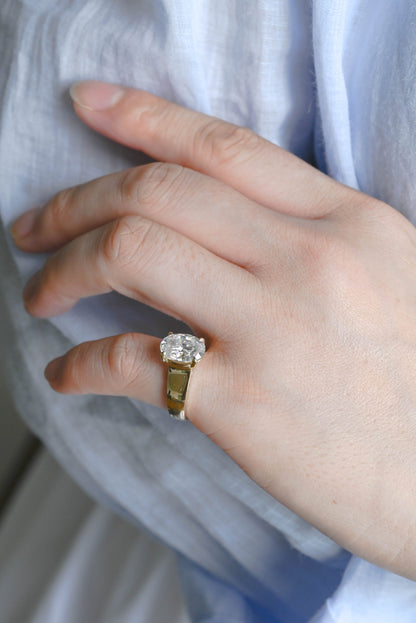 CausYou oval cut diamond engagement ring Solid Gold D/VS1 3mm Wide Band Oval Cut Lab Grown Diamond Engagement Ring