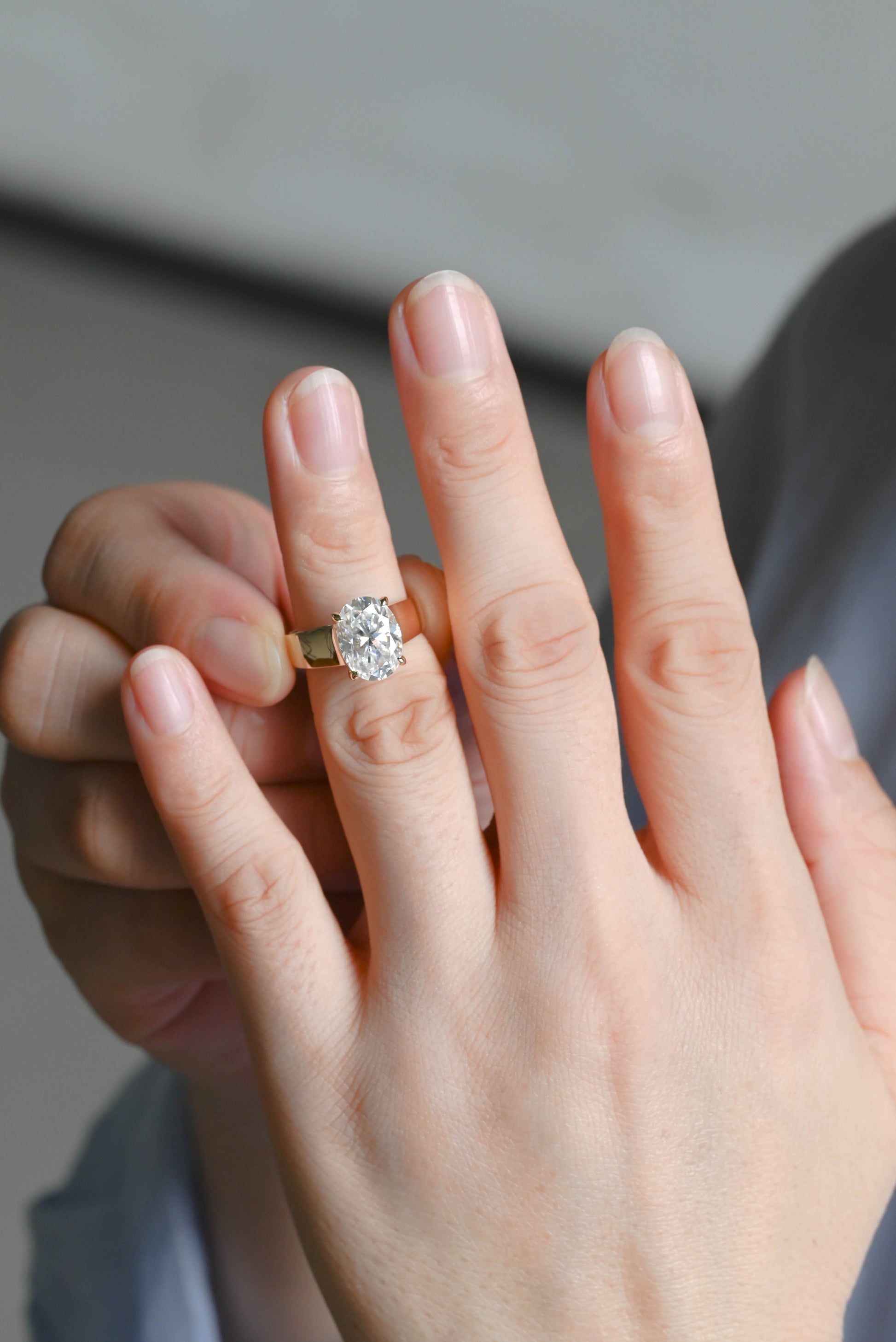 CausYou oval cut diamond engagement ring Solid Gold D/VS1 3mm Wide Band Oval Cut Lab Grown Diamond Engagement Ring