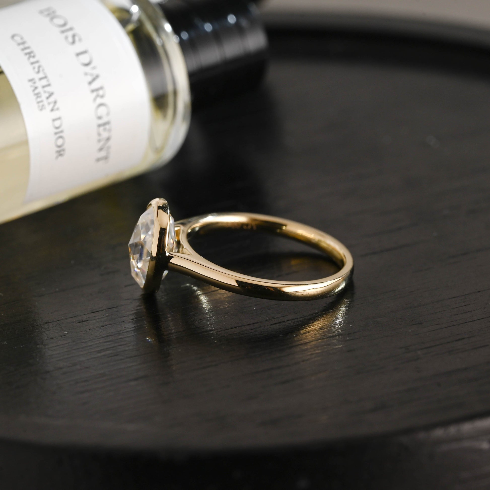 CausYou oval cut diamond engagement ring Solid Gold D/VS1 Bezel Cathedral Setting Oval Cut Lab Grown Diamond Engagement Ring