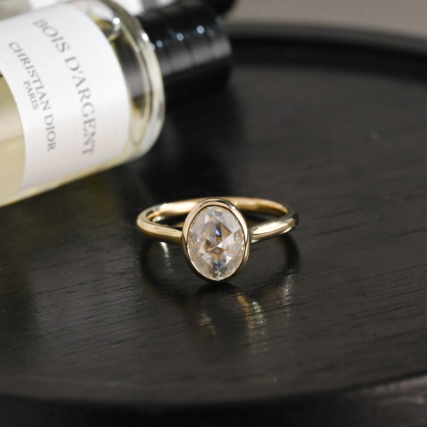CausYou oval cut diamond engagement ring Solid Gold D/VS1 Bezel Cathedral Setting Oval Cut Lab Grown Diamond Engagement Ring