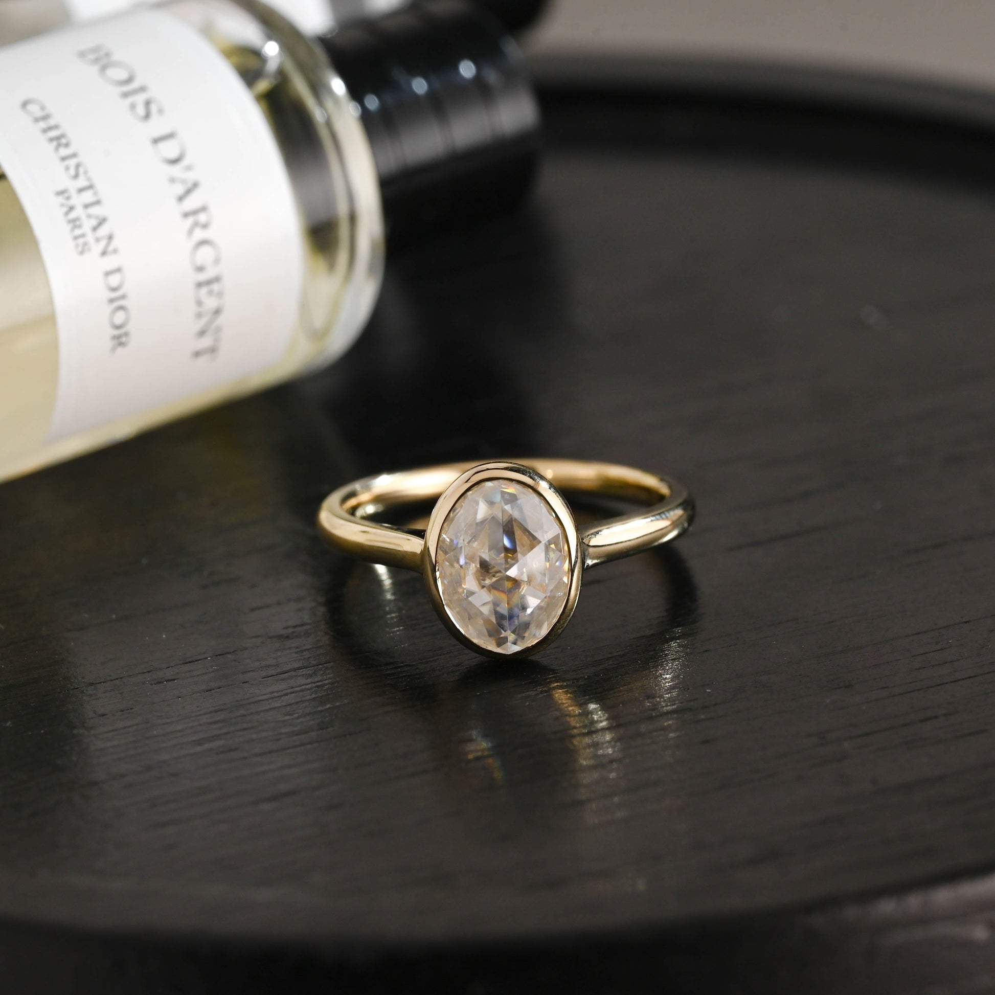 CausYou oval cut diamond engagement ring Solid Gold D/VS1 Bezel Cathedral Setting Oval Cut Lab Grown Diamond Engagement Ring