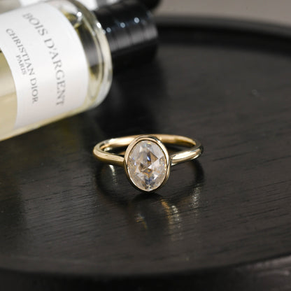 CausYou oval cut diamond engagement ring Solid Gold D/VS1 Bezel Cathedral Setting Oval Cut Lab Grown Diamond Engagement Ring