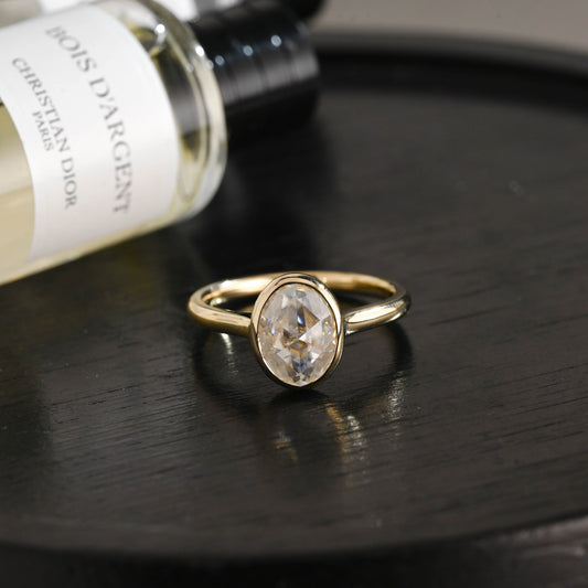 CausYou oval cut diamond engagement ring Solid Gold D/VS1 Bezel Cathedral Setting Oval Cut Lab Grown Diamond Engagement Ring
